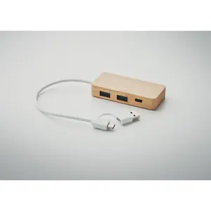 <b>USB</b> <b>Hub</b> HUBBAM bamboo 3 ports ecological gadgets - Product Image 1