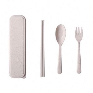 Eco-Friendly Wheat Straw Utensil Set for Kids Portable Travel Cutlery with Case - Product Image 3