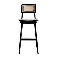 Tabouret de bar moderne en bois massif BILIDO avec dossier, pour îlot de cuisine, hauteur de comptoir
