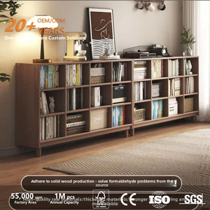 Étagère à livres vintage en <span class=keywords><strong>bois</strong></span> massif à plusieurs niveaux avec étagères flottantes, couleur noyer, pour la maison, le salon, la chambre à coucher, le bureau, la salle à manger, l'hôtel - Product Image 2