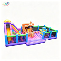 Aire de jeux gonflable commerciale en forme de bateau pirate pour tout-petits, avec toboggan, idéale pour les locations de fêtes d'enfants