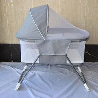 Lit de bébé pliable portable européen en métal, berceau pliable pas cher avec moustiquaire pour nouveau-né