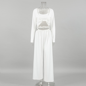QINSI 2024 Mulheres Casa Roupas Combinando Set Top Colheita de Manga Longa 3 Peças Pijamas Set para As Mulheres Suave Outerwear Pijamas - Product Image 4