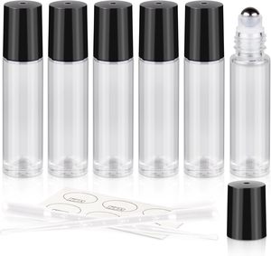 Flacon roll-on en verre transparent de 10 ml pour huile de parfum, format voyage, avec bouchons, portable, flacon roll-on en verre de 10 ml pour parfum - Product Image 1