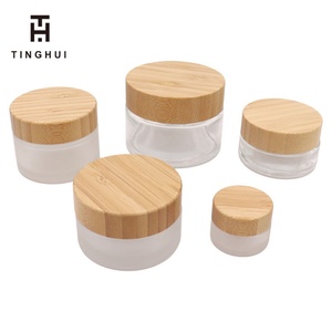 ขวดแก้วฝ้า ขวดแก้วเปล่าสำหรับเครื่องสำอาง ขนาด 100 มล. 50 มล. 30 มล. 15 มล. ขวดแก้วฝาไม้ไผ่สำหรับครีมทาหน้า - Product Image 1