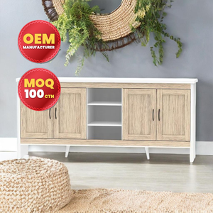 Moderno gabinete de madera de 4 puertas 2 estantes Exclusivo OEM Tamaño personalizado Muebles para el hogar para sala de estar Cocina Mesa de buffet hecha en Malasia - Product Image 1