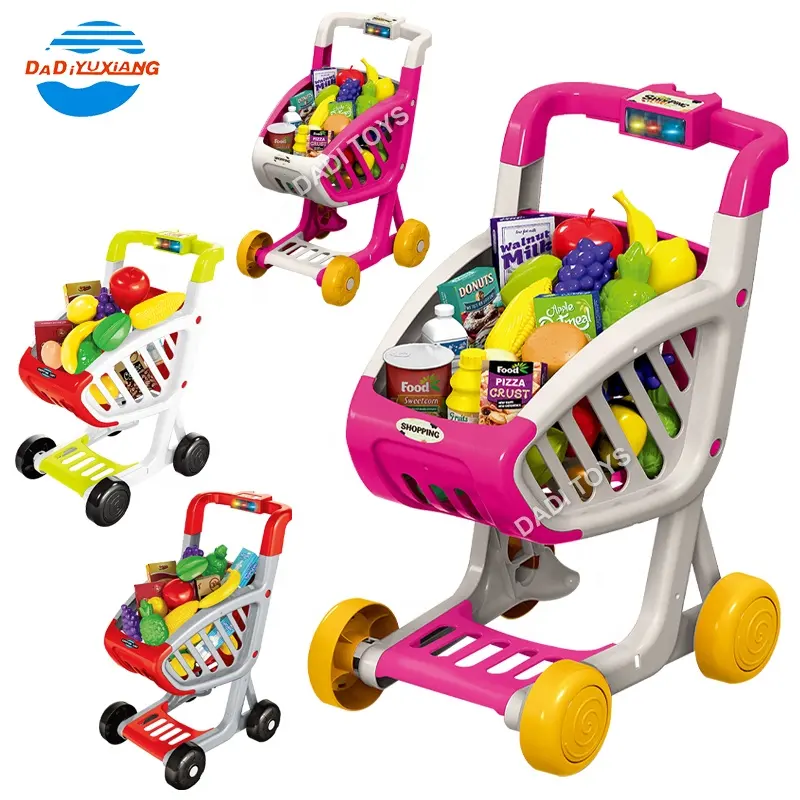 Modellierte Kinderspielzeuge Supermarkt-Einkaufskorb bunte faltbare Babykorb-Spielzeuge Küche Kinderspielzeuge