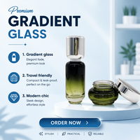 Botol Parfum Kaca Oktagon Bening 40ml Mewah Kosong untuk Attar Minyak Atsiri, Wadah Isi Ulang, Kemasan Parfum Emas