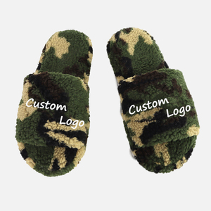 <span class=keywords><strong>Ciabatte</strong></span> Personalizzate in Memory Foam <span class=keywords><strong>Nere</strong></span> Pelose e Morbide con Logo, Sandali Aperti in Finta Pelliccia per Uomo - Product Image 1