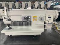 Machine à coudre industrielle zigzag robuste, machine à coudre électrique multifonctionnelle à entraînement direct et pied entraîneur pour tissus jusqu'à 10 mm d'épaisseur