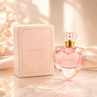Flacon de parfum en verre en forme de cœur de luxe 60 ml avec bouchon en cristal, boîte d'emballage personnalisée avec logo