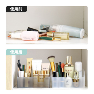 กล่องเก็บเครื่องสำอางพลาสติกฝ้าใส่ของบนโต๊ะเครื่องแป้งแปรงแต่งหน้าที่ใส่ลิปสติกโปร่งแสงสีดำสีขาว - Product Image 2