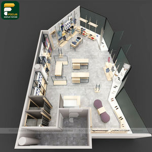 ชั้นวางเสื้อผ้าสไตล์นอร์ดิก สีโอ๊คอ่อน ตู้แขวนเสื้อผ้าแบบธรรมชาติ สำหรับจัดแสดงสินค้า - Product Image 6