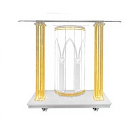 Plateforme de lecture verticale rotative moderne en métal BOSN Display BDP-034 avec éclairage LED, podium d'église sur roulettes