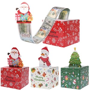 Boîte à monnaie surprise de Noël en gros – Motifs Père Noël, Bonhomme de neige, Sapin de Noël – Boîte à tirer des billets en papier – Cadeau de Noël – Boîte à espèces - Product Image 1