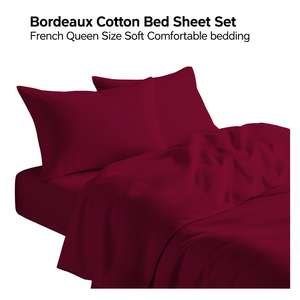 Juego de sábanas de algodón Bordeaux, tamaño Queen francés, ropa de cama suave y cómoda - Product Image 3