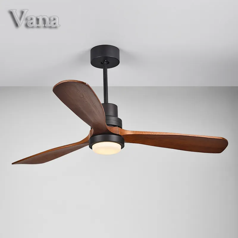 Cina Prezzo AC Camera Da Letto Ventilatore A Soffitto Nazionale di Rame Luce di Soffitto con Ventola Silenziosa Design Nero e Legno Ventilatore A Soffitto con luce