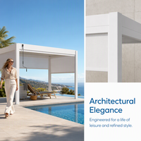 Pergola extérieure intelligente à lames orientables en aluminium, design moderne grainé, capteur de pluie automatique, contrôle par application, éco-responsable, inspirée de la nature, RGB