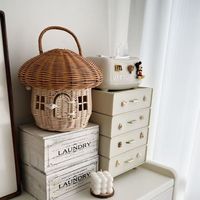 Boîte de rangement en rotin PE écologique faite à la main pour les jouets des enfants, design mignon, organisateur multifonctionnel pour la maison
