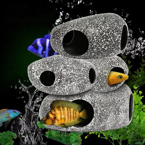 Aquariumdecoratie Keramische Stenen Evacuatie Grot <span class=keywords><strong>Aquarium</strong></span> Landschap Vissen En Garnalen Kweektank - Product Image 3