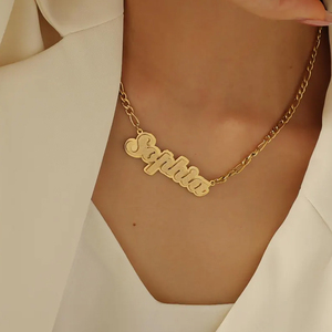 Collana con nome personalizzato a doppio strato in acciaio inossidabile placcato oro con iniziale, regalo per donne e <span class=keywords><strong>bambini</strong></span> - Product Image 2