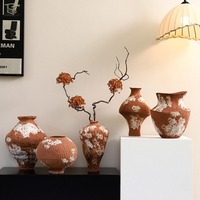 Vase en Céramique Rustique Vintage Personnalisé, Récipient pour Fleurs Séchées, Décoration Intérieure, Ornement de Bureau, Vente en Gros