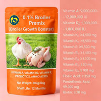 Promoteur de croissance pour poulets de chair 500g, additif alimentaire pour volailles, prémélange vitaminique pour poulets, pour fermes africaines