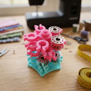Torre de Almacenamiento de Bobinas AA0232 Bobbin Saver Stack |   Anillos Rosados de Plástico para Guardar Bobinas con Inserciones Metálicas para Máquinas de Coser - Product Image 2