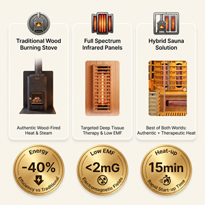 PLOUTARA Sauna <span class=keywords><strong>hybride</strong></span> électrique d'intérieur sur mesure, modulaire, infrarouge à spectre complet, traditionnel, en hemlock, 2 personnes, faible EMF, pour salle de sport et villa - Product Image 5