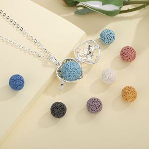 Pendentif en forme de cœur, huile essentielle en pierre de lave, aiguisoir en boule, clochette d'ange, appel harmonie <span class=keywords><strong>Bola</strong></span> - Product Image 2