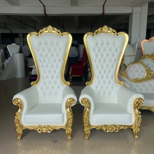 Chaise de trône de roi à dossier haut bon marché en gros à louer chaise de <span class=keywords><strong>mariage</strong></span> de luxe pour le marié et la mariée arrangement d'événement de <span class=keywords><strong>mariage</strong></span> - Product Image 1