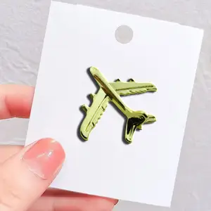 OEM Professional Manufacturer 3D Gold Security Airplane Badge Lapel Pin Custom Professional Aircraft Lapel Pin OEM Metal Crafts