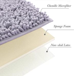 Ensemble de tapis de bain en microfibre chenille de luxe, 3 pièces, fabriqué à la machine, doux, moelleux, antidérapant, super absorbant, écologique, motif géométrique - Product Image 4