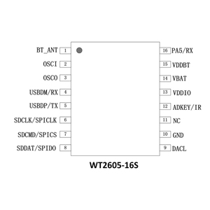 WT2605-16S SOP16 <span class=keywords><strong>DSP</strong></span> UART Giao Diện 2.0 USB DM BT MP3 Âm Thanh IC Chip - Product Image 2