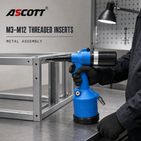 Outil à rivets pneumatiques ASCOTT 0312 M3-M12, riveteuse industrielle à air comprimé avec contrôle de course de précision pour l'assemblage de tôles métalliques