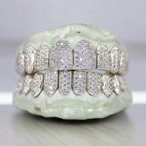 Grillz Moissanite VVS 10 sur 10 de Haute Qualité, Bijoux Hip Hop Personnalisés, Plaqué Or, Argent 925, Effet Givré, Cadeau de Fête Unisexe - Product Image 1