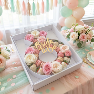 Caja de Regalo en Forma de Anillo de Boda de 12 Pulgadas para Despedida de Soltera, Compromiso o Boda, de Cartón y Papel Maché, con Tapa Transparente, Laminado Mate, Apta para Alimentos - Product Image 2