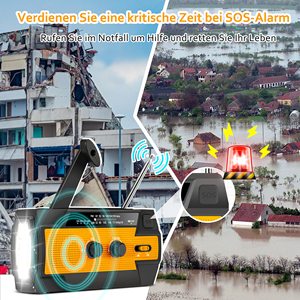 Radio d'urgence portable solaire à manivelle AM/<span class=keywords><strong>FM</strong></span>, équipement de survie météo NOAA, chargeur - Product Image 2