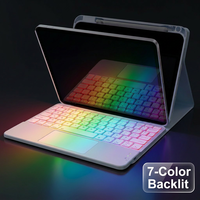 Magnetisch Schwebende Kabellose Tastaturhülle für iPad Pro 11-Zoll 1/2/3/4/5/6. Generation Air 4/5/6 RGB-Hintergrundbeleuchtung 7-Tasten-Touchpad PU-Abdeckung