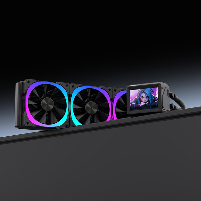 Lovingcool OEM ODM 3.5 Inch DIY Screen AIO CPU Liquid Cooler Water Cooling System 360mm Radiator Compatible AMD Ryzen