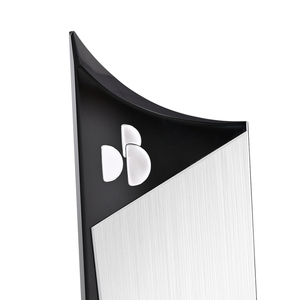 Trophée de récompense en cristal biseauté asymétrique élégant <span class=keywords><strong>APEX</strong></span>, schéma de couleurs noir et argent, trophée commémoratif avec base incurvée - Product Image 5
