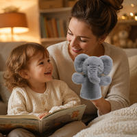 Jouets en peluche super doux personnalisés avec rembourrage en coton et en coton PP, marionnettes à main en forme d'éléphant pour les cadeaux de fête