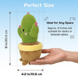Peluche Cactus Vert Mini Plante en Pot Happy Face, Coussin Jouet, Compagnon de Bureau et de Maison, 8 Pouces, Décoration de Noël - Product Image 2
