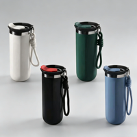 Mug de voyage en acier inoxydable de 350 ml, tasse à double paroi isolée avec poignée en corde pour le bureau et la maison
