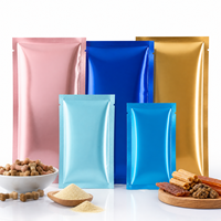 Pochettes plates métallisées brillantes personnalisées à trois soudures pour l'emballage de friandises et de compléments alimentaires pour animaux de compagnie