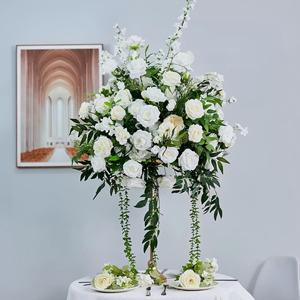 Centro de Mesa de Boda de Lujo con Bola de Flores Artificiales de Rosas Rojas de 60 cm, con Follaje y Velas, Decoración de Mesa - Product Image 2