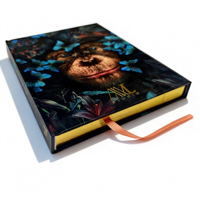 Carnet de notes/journal à couverture rigide en papier personnalisé de haute qualité, gaufrage, vernis sélectif UV, fermeture magnétique, bordure dorée noire, cadeau