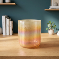 Bernsteinfarbene Schillernde Hochwertige Glas-Kristall-Klangschale Weihnachtliche Dekorative Klangschale für Heim-Meditation und Dekoration