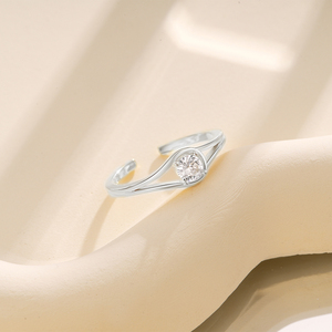 18K Gold Plated 925 <b>Sterling</b> <b>Silver</b> Diamond Zircon <b>Adjustable</b> Open <b>Ring</b> for Women Wedding Daily - Product Image 6
