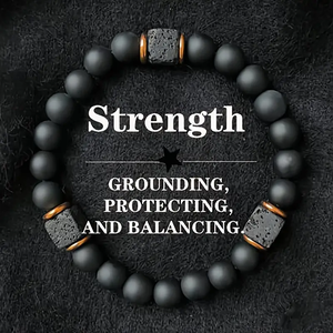 Perles givrées noires et <span class=keywords><strong>bracelet</strong></span> élastique d'espacement <span class=keywords><strong>de</strong></span> bloc <span class=keywords><strong>de</strong></span> <span class=keywords><strong>volcan</strong></span> <span class=keywords><strong>de</strong></span> <span class=keywords><strong>lave</strong></span>, un cadeau d'encouragement festif pour les hommes - Product Image 2